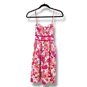 City Triangles Floral Midi Dress in Pink and Yellow
